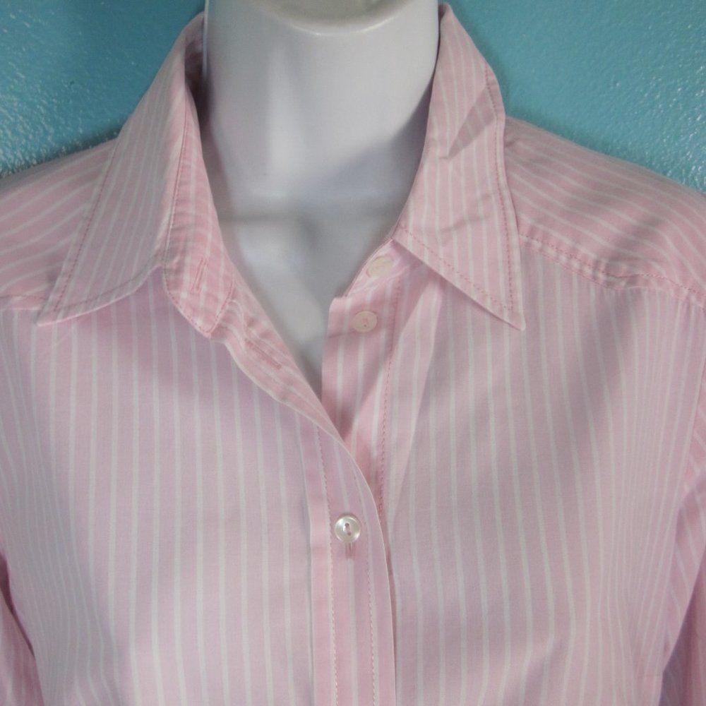 Seidensticker Womens Size 8 Pink Striped Button Front Shirt Size 42 - Picture 8 of 14